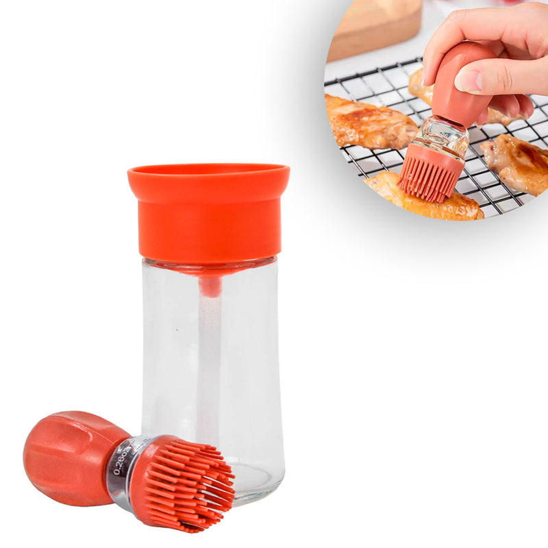 Dispenser De Óleo E Azeite Com Escova De Silicone Vidro 180ml