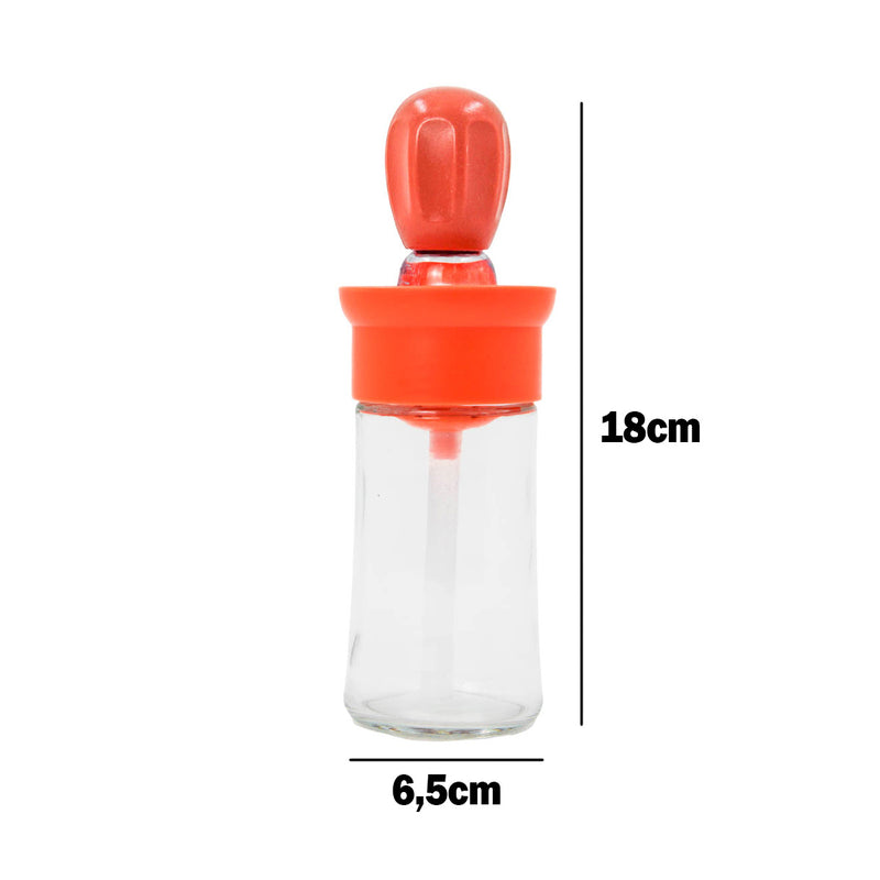 Dispenser De Óleo E Azeite Com Escova De Silicone Vidro 180ml