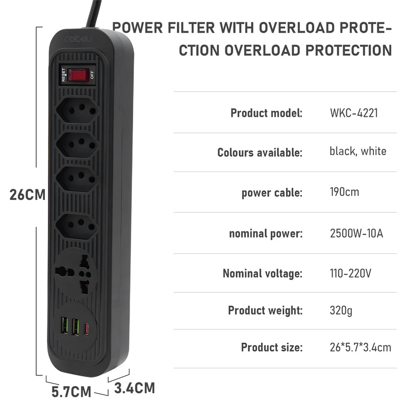 Filtro De Linha Com Entrada USB E Tipo C