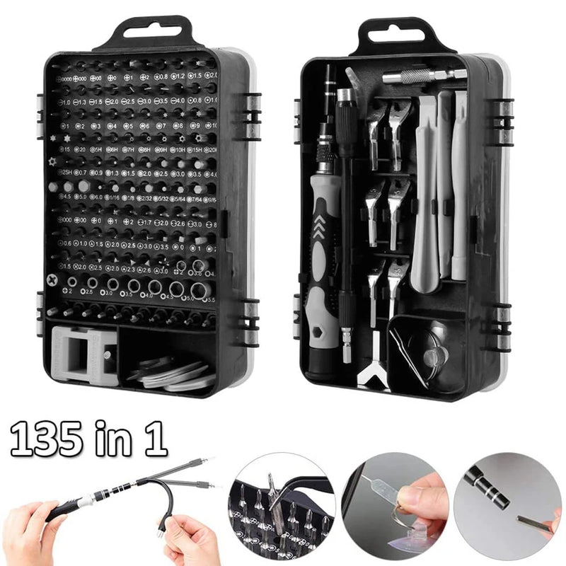 Conjunto De Chaves De Fenda De Metal 135 Em 1 Com Bits Magnéticos Torx