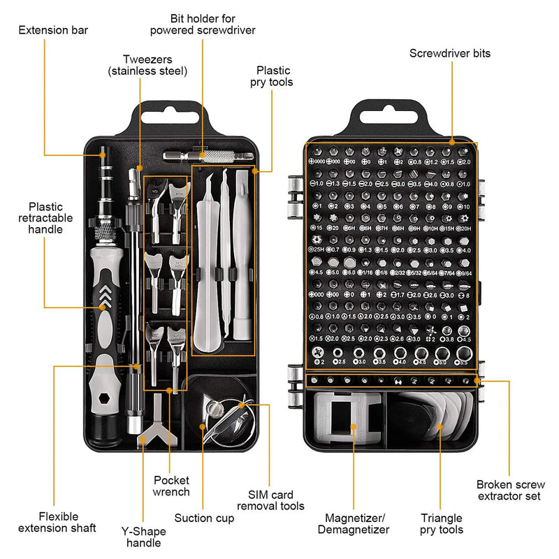 Conjunto De Chaves De Fenda De Metal 135 Em 1 Com Bits Magnéticos Torx